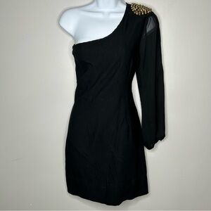 Top 10 Black One Shoulder‎ Dress With Gold Studs Size M